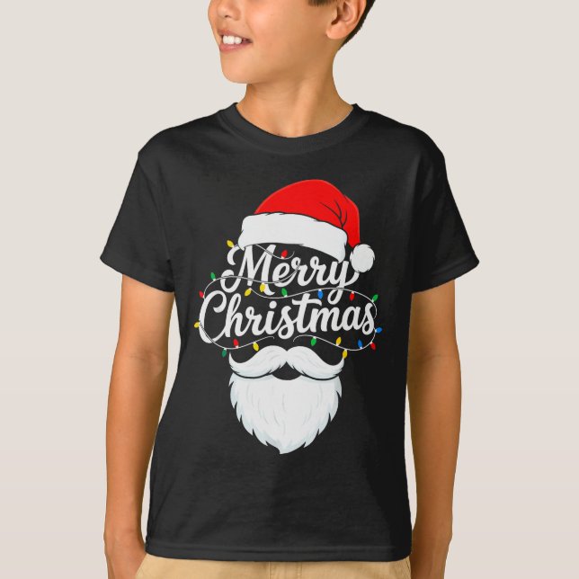 Family Christmas Santa Beard Xmas Matching Pajamas T-Shirt (Front)