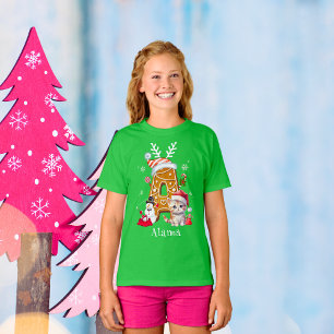Family Christmas Santa Gingerbread Letter A Girl T-Shirt