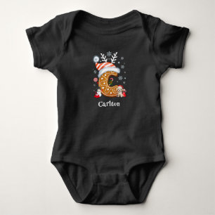 Family Christmas Santa Gingerbread Letter C Boy Baby Bodysuit