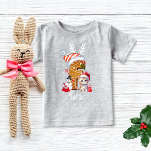 Family Christmas Santa Gingerbread Letter F Girl  Baby T-Shirt