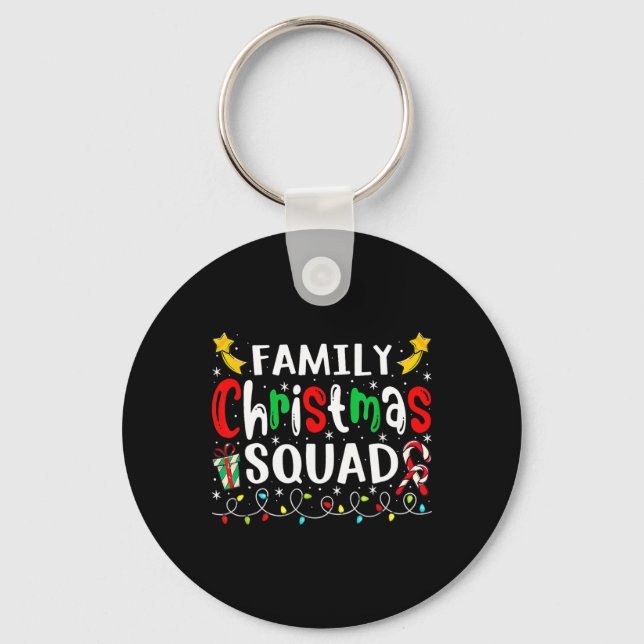 Family Christmas Santa Hat Crew Fun Women Men Paja Key Ring (Front)