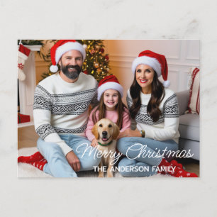 Family Christmas Santa with Presents Custom Photo Postcard