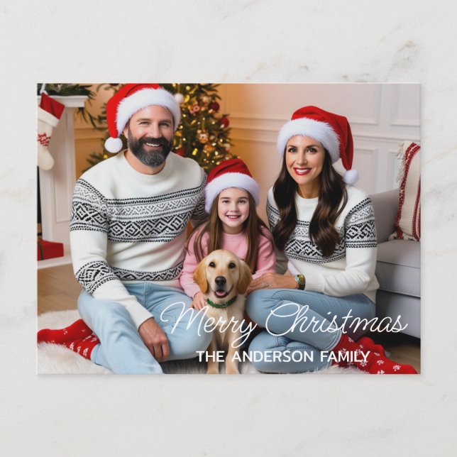 Family Christmas Santa with Presents  Custom Photo Postcard (Front)