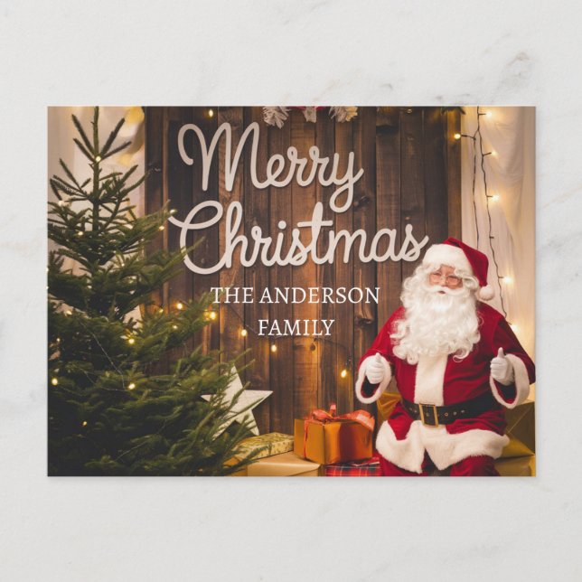 Family Christmas Santa with Presents Personalised  Postcard (Front)