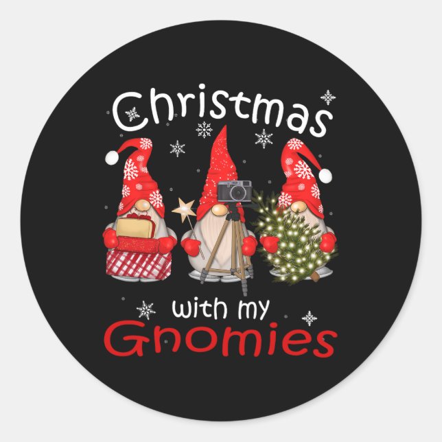 Family Christmas Shirts For Women Men - Gnomies Xm Classic Round Sticker (Front)