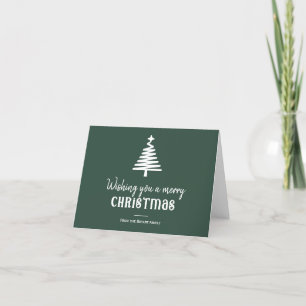 Family Christmas simple tree green Holiday Card