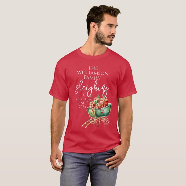 Family Christmas Sleighing It Together T-Shirt (Front Full)