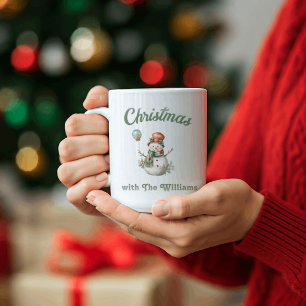Family Christmas   Snowman Family Name Coffee Mug