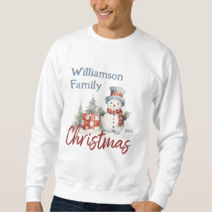 Family Christmas Snowman Monogrammed Name Sweatshirt