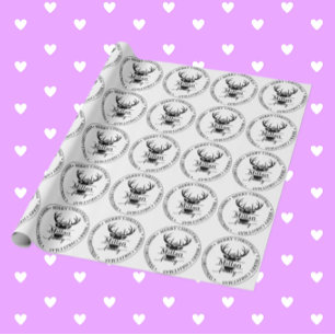 Family Christmas Split Monogram theme Wrapping Paper