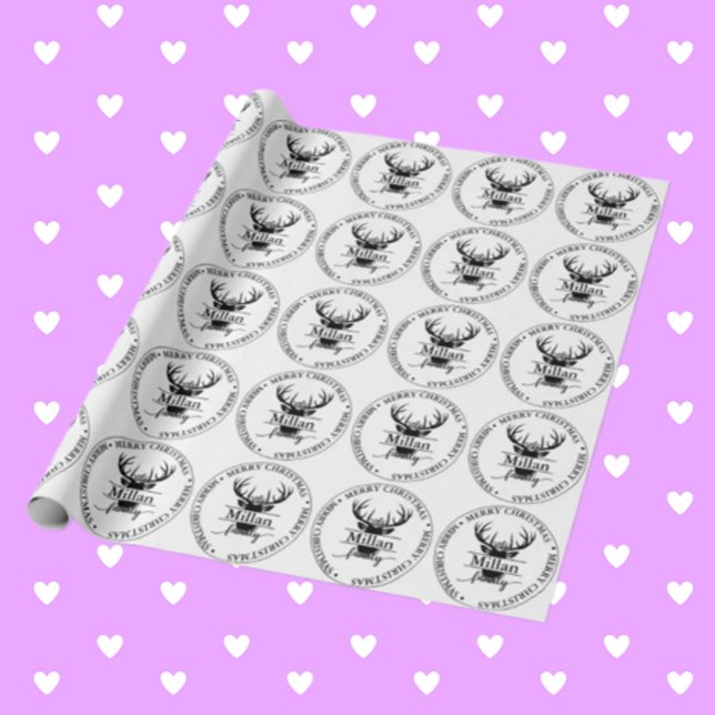 Family Christmas Split Monogram theme Wrapping Paper (Make your gifts extra special with Family Christmas Split Monogram theme wrapping paper. )