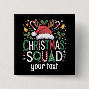 Family Christmas Squad Personalised 2025 Matching 15 Cm Square Badge