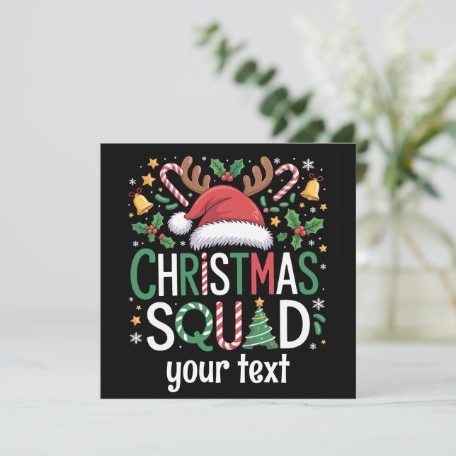 Family Christmas Squad Personalised 2025 Matching  Holiday Card (Standing Front)