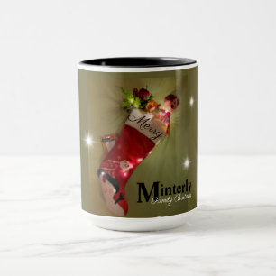 Family Christmas stocking with twinkle lights Mug