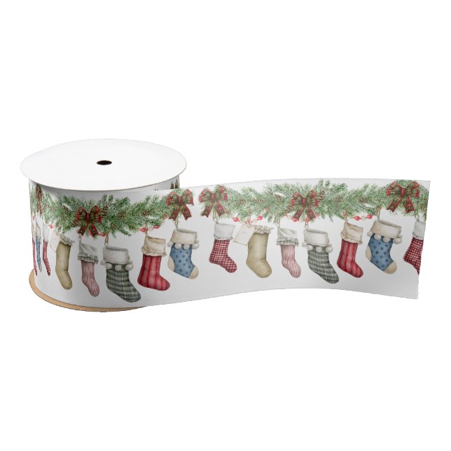 Family Christmas Stockings Satin Ribbon (Spool)
