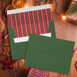 Family Christmas Stripes Green Envelope