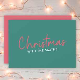Family Christmas Stylish Trendy Forest Green Holiday Card