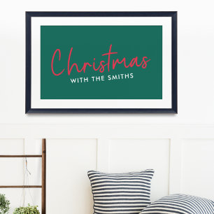 Family Christmas Stylish Trendy Forest Green Poster