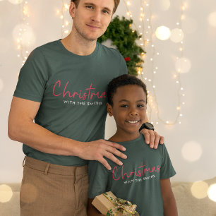 Family Christmas Stylish Trendy Forest Green T-Shirt