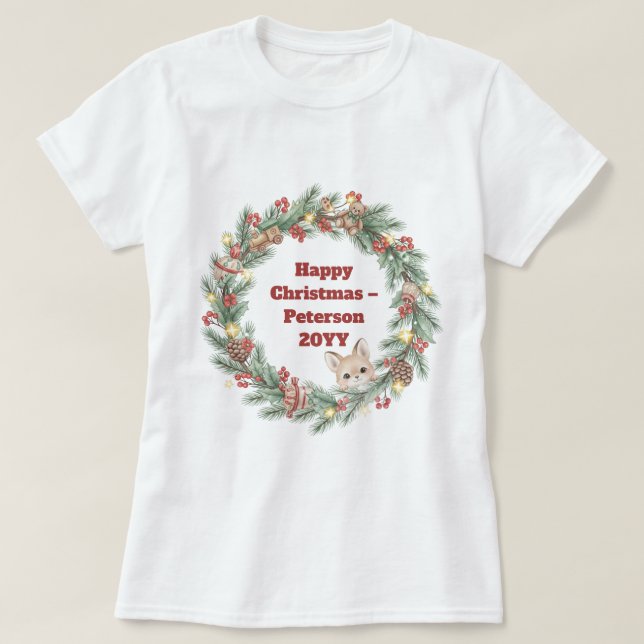 Family Christmas T-Shirt - Christmas wreath (Design Front)