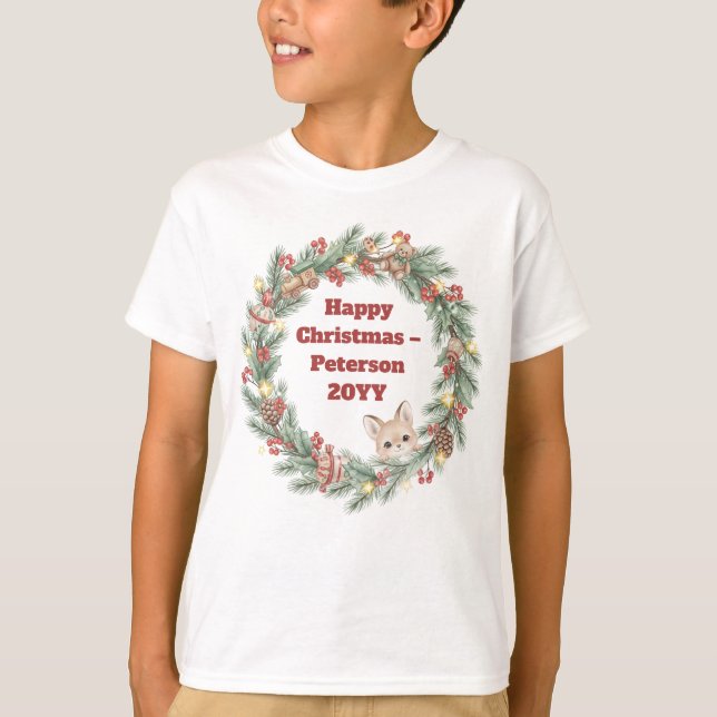 Family Christmas T-Shirt - Christmas wreath (Front)
