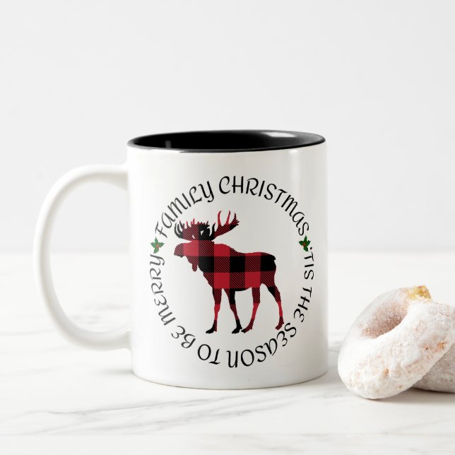 Family Christmas Tis the Season to Be Merry Two-Tone Coffee Mug (With Donut)