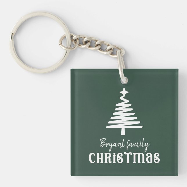 Family Christmas tree green Key Ring (Front)