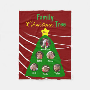 Family Christmas Tree Keepsake Custom Photo Fleece Blanket
