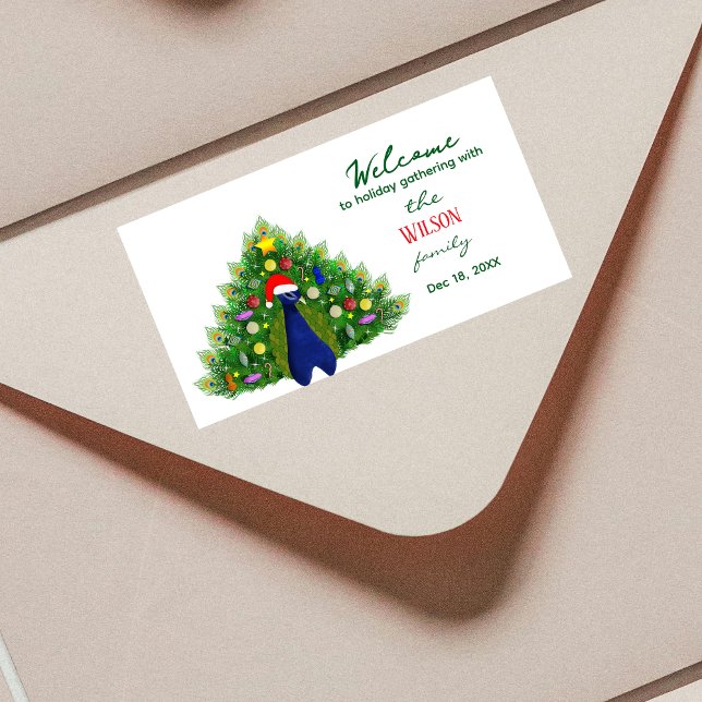 Family Christmas Tree Peacock Mailing Label (Creator Uploaded)