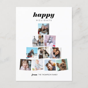 Family Christmas tree photo Collage Holiday Postcard