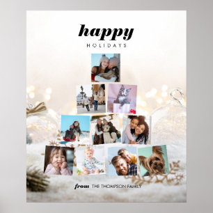 Family Christmas tree photo Collage Holiday Poster
