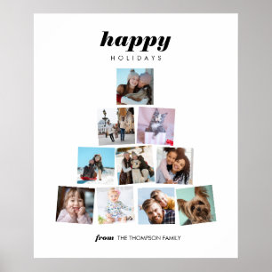 Family Christmas tree photo Collage Holiday Poster