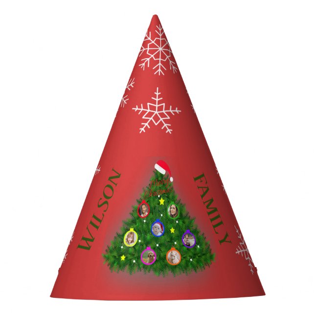 Family Christmas Tree photo Party Hat (Front)