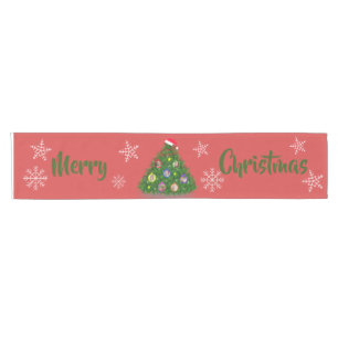 Family Christmas Tree photo Short Table Runner