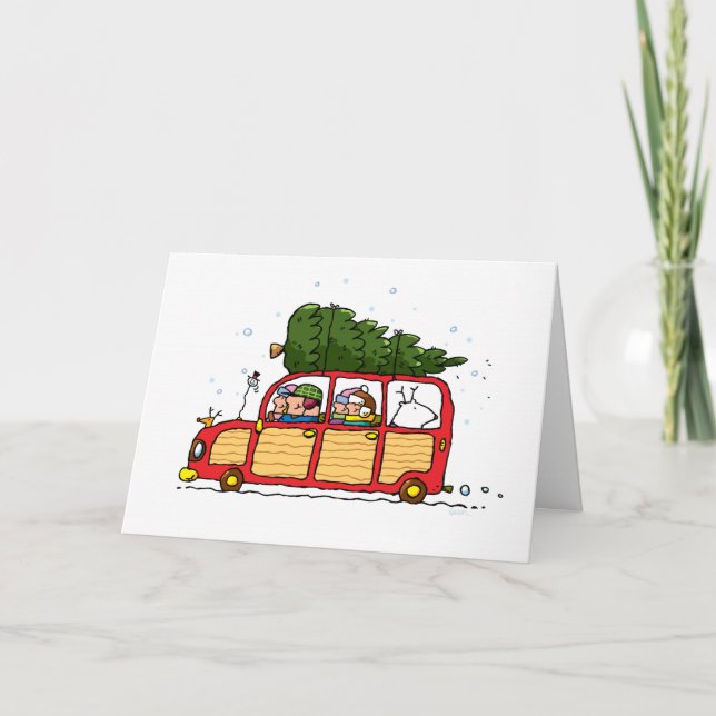 Family Christmas Tree Picked Card! Holiday Card (Front)