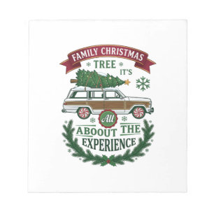 Family Christmas Tree Station Wagon Pine Wreath Notepad