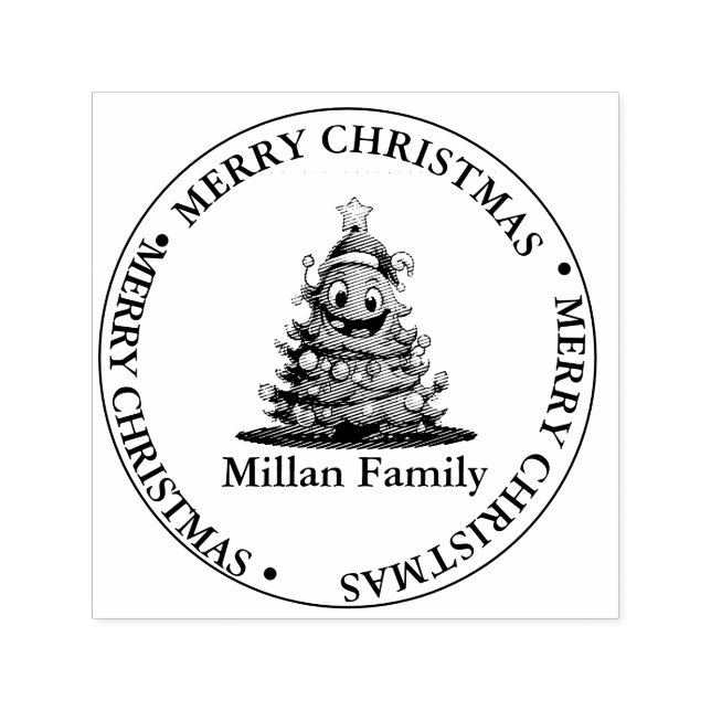 Family Christmas Tree theme Self-inking Stamp (Design)