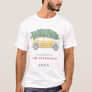 Family Christmas tree vintage yellow car T-Shirt