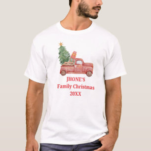 Family Christmas Truck Vintage Personalised T-Shirt