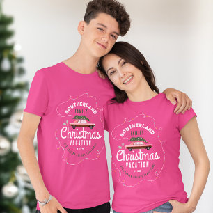 Family Christmas Vacation Retro Pink Vintage Car T-Shirt