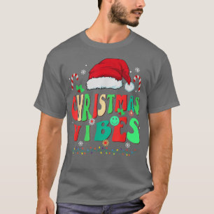 family christmas vibes 2022 groovy squad Santa lig T-Shirt