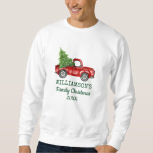 Family Christmas Vintage Red Truck Personalised Sweatshirt