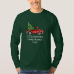 Family Christmas Vintage Truck Personalised Long G T-Shirt<br><div class="desc">Family Christmas Watercolor Vintage Red Truck with Christmas Tree Personalised Shirt</div>