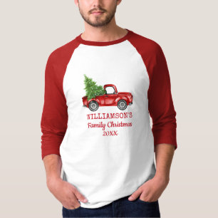 Family Christmas Vintage Truck Personalised R T-Shirt