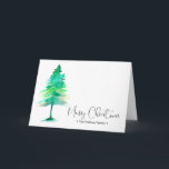 Family Christmas Watercolor Pinetree, Personalised Holiday Card<br><div class="desc">The smell of pine is so distinct with Christmas,  send your family warm wishes this season with this watercolor painting. Customise with your family name,  photo,  greeting and sign-off. Available in different sizes.</div>