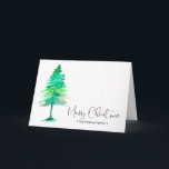 Family Christmas Watercolor Pinetree, Personalised Holiday Card<br><div class="desc">The smell of pine is so distinct with Christmas,  send your family warm wishes this season with this watercolor painting. Customise with your family name,  photo,  greeting and sign-off. Available in different sizes.</div>