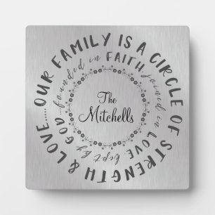 Family; Circle of Love, Founded in Faith Quote Plaque
