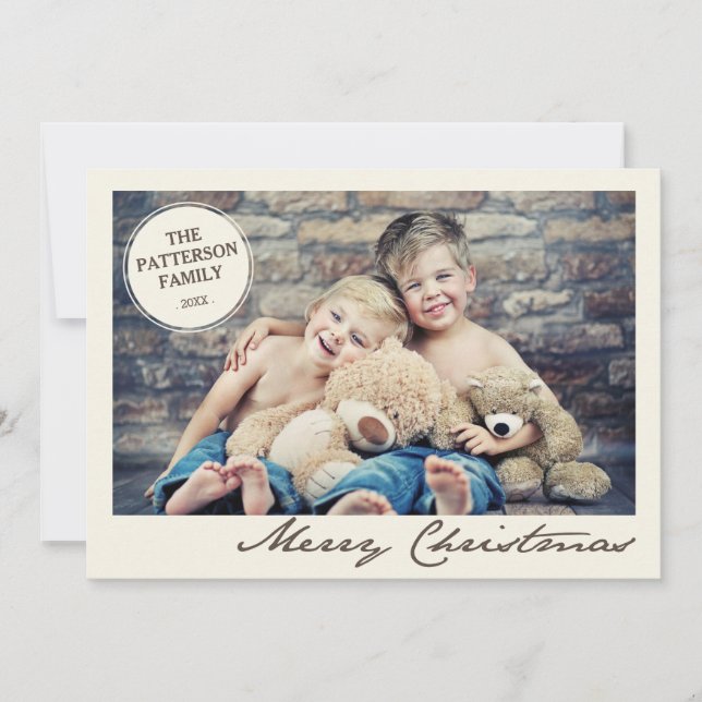 Family Circle Vintage Merry Christmas Photo Card (Front)