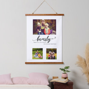 Family Collage 3 Photo Forever For Always Quote Hanging Tapestry