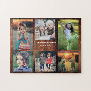 Family collage 6 photos and family name jigsaw puz jigsaw puzzle